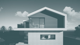 Südost-Ansicht eines Einfamilienhauses in Geisleden (Eichsfeld, Thüringen) — moderne Architektur und Planung von PLANWERK M 