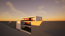 Südwest-Ansicht eines Mehrfamilienhauses in Heilbad Heiligenstadt (Eichsfeld, Thüringen) — moderne Architektur und Planung von PLANWERK M 