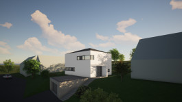 Nord-Ansicht eines Einfamilienhauses in Glasehausen (Eichsfeld, Thüringen) — moderne Architektur und Planung von PLANWERK M