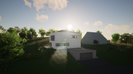 Ost-Ansicht eines Einfamilienhauses in Glasehausen (Eichsfeld, Thüringen) — moderne Architektur und Planung von PLANWERK M