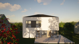 Suedwest-Ansicht eines Einfamilienhauses in Glasehausen (Eichsfeld, Thüringen) — moderne Architektur und Planung von PLANWERK M 