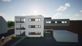 Sued-Ansicht eines Mehrfamilienhauses in Uder (Eichsfeld, Thüringen) — moderne Architektur und Planung von PLANWERK M 