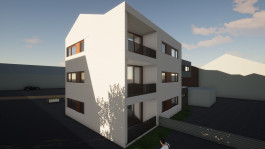 Suedwest-Ansicht eines Mehrfamilienhauses in Uder (Eichsfeld, Thüringen) — moderne Architektur und Planung von PLANWERK M 