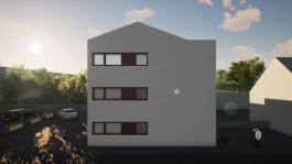 West-Ansicht eines Mehrfamilienhauses in Uder (Eichsfeld, Thüringen) — moderne Architektur und Planung von PLANWERK M 