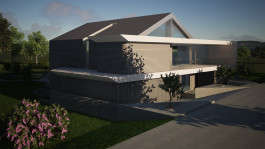 Nordwest-Ansicht eines Villa-Neubaus in Kleinvach (Werra-Meißner-Kreis, Hessen) — moderne Architektur und Planung von PLANWERK M 