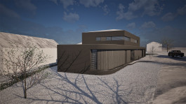 Ost-Ansicht eines Einfamilienhausneubaus in Heilbad Heiligenstadt (Eichsfeld, Thüringen) — moderne Architektur und Planung von PLANWERK M