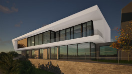 Sued-Ansicht eines Einfamilien-Neubaus in Faulungen (Eichsfeld, Thüringen) — moderne Architektur und Planung von PLANWERK M 