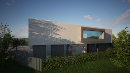 Sued-Ansicht eines Villa-Neubaus in Kleinvach (Werra-Meißner-Kreis, Hessen) — moderne Architektur und Planung von PLANWERK M 