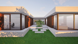 Nord-Ansicht eines Bungalow-Neubaus in Niederorschel (Eichsfeld, Thüringen) — moderne Architektur und Planung von PLANWERK M 