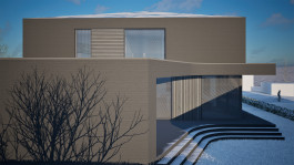 West-Ansicht eines Einfamilienhausneubaus in Heilbad Heiligenstadt (Eichsfeld, Thüringen)