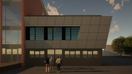 Westliche Detail-Ansicht der Sanierung eines Anbaus der Universitaet Kassel (Hessen) — moderne Architektur und Planung von PLANWERK M 