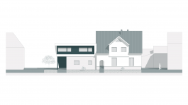 Suedost-Ansicht eines Einfamilienhauses in Rengelrode (Eichsfeld, Thüringen) — moderne Architektur und Planung von PLANWERK M